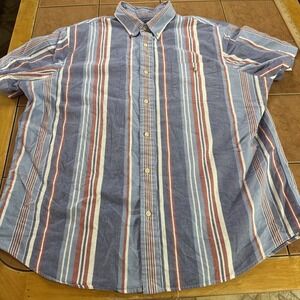 Polo Ralph Lauren Shirt Men Sz XXL Colorblock Vertical Stripe Preppy Flesh Pony